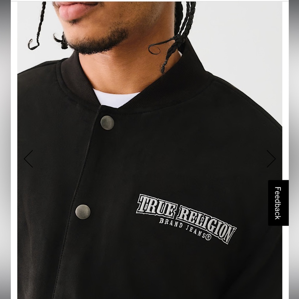 True Religion men’s NWOT suede black bomber jacket. Size small - Picture 2 of 6